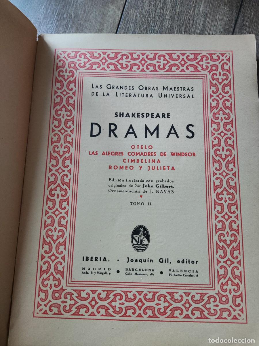 Libros antiguos: Dramas de Shakespeare - Foto 1