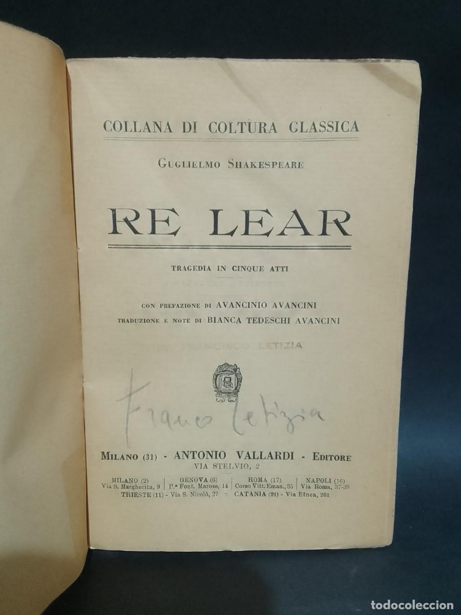 Libros antiguos: Guglielmo Shakespeare - Re Lear - Primera Edici&oacute;n - 1926 - Foto 4