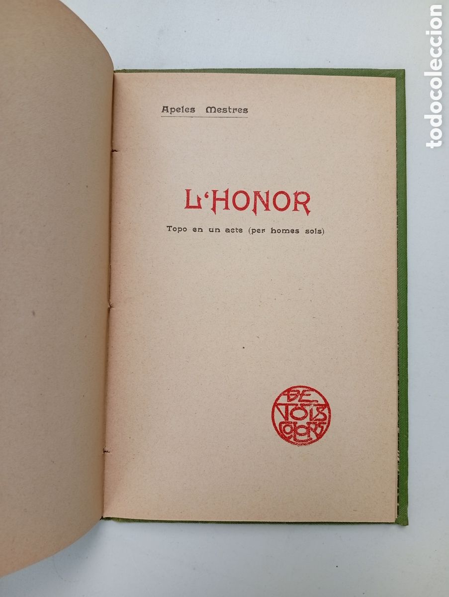 Libros antiguos: Lhonor per Apel&middot;les Mestres - Foto 1