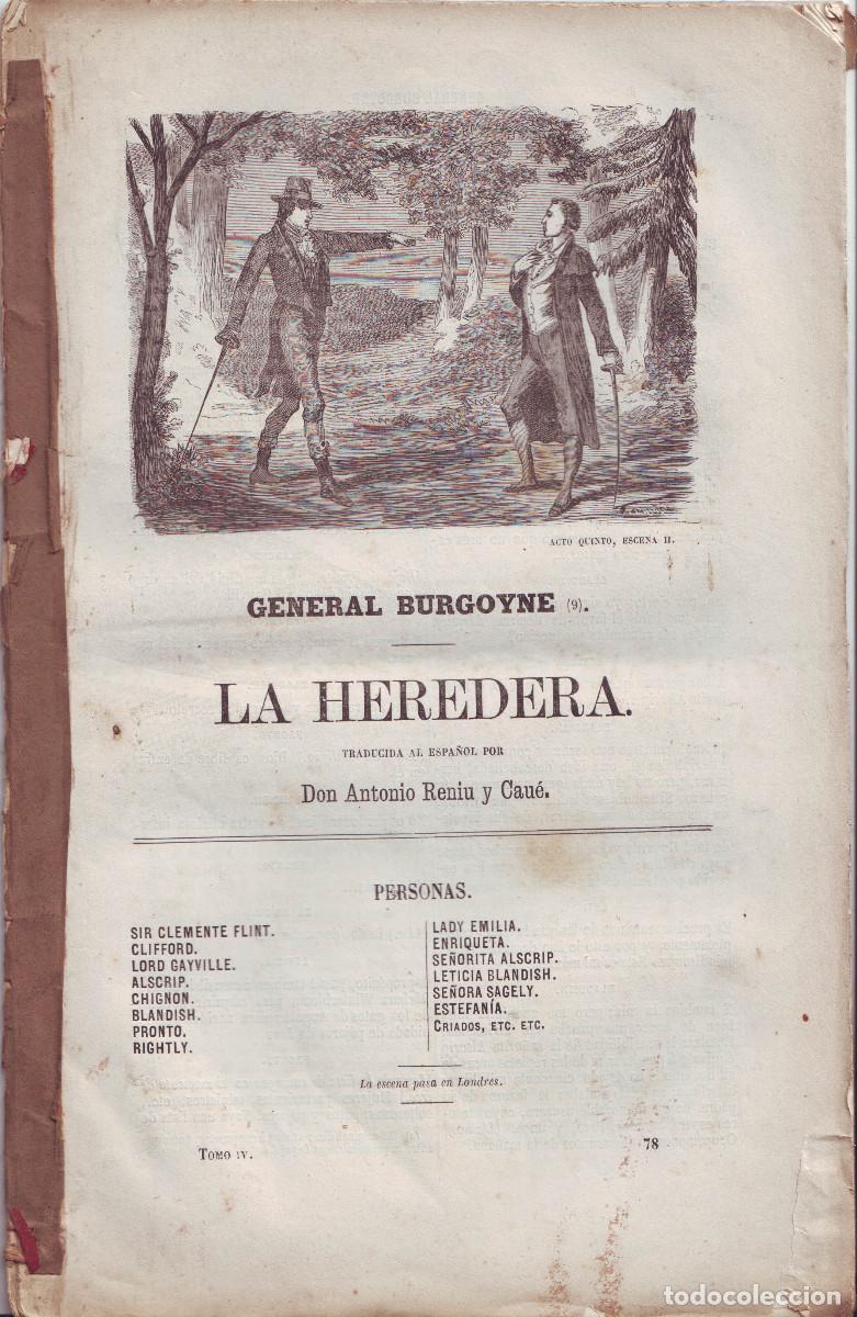 Libros antiguos: BURGOYNE, John. La heredera - Foto 1
