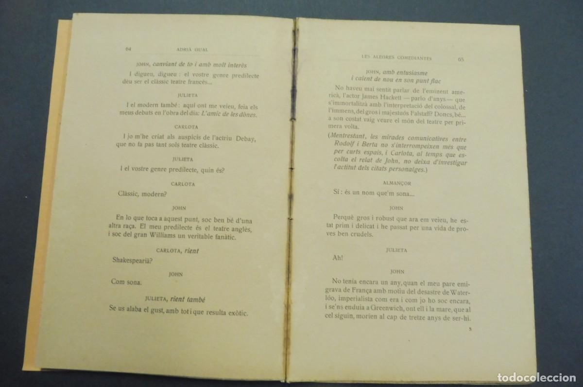 Libros antiguos: LES ALEGRES COMEDIANTES - ADRI&Agrave; GUAL &acute;Comedia en dos actes - any 1913 - Foto 4