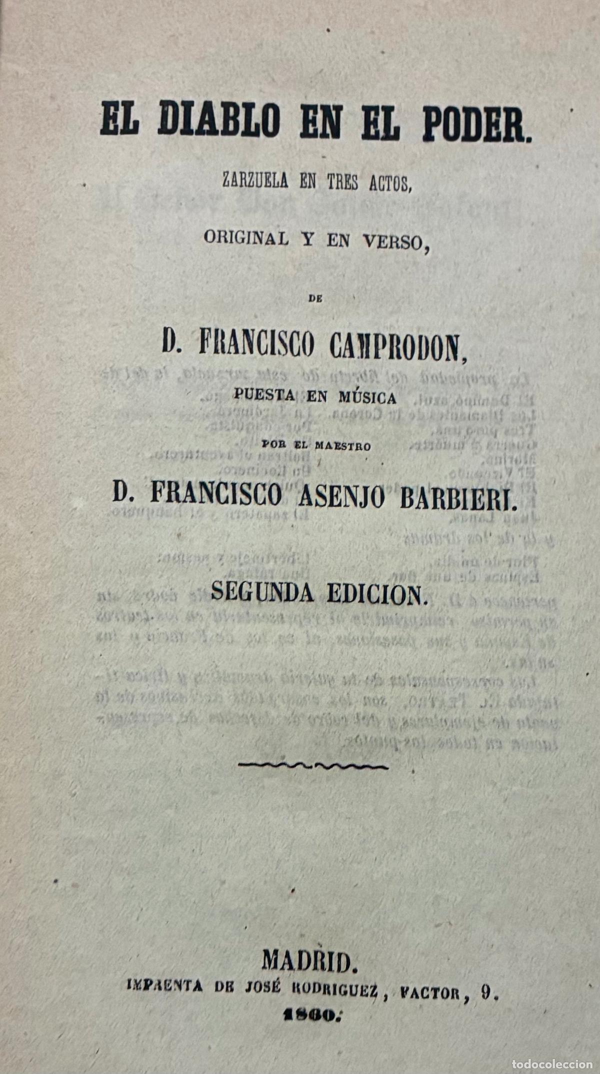Libros antiguos: EL DIABLO EN EL PODER, D, Francisco Camprodon - Foto 4