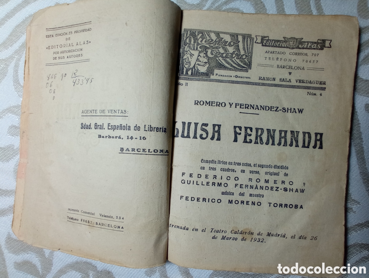 Libros antiguos: LUISA FERNANDA. ZARZUELA. - Foto 3