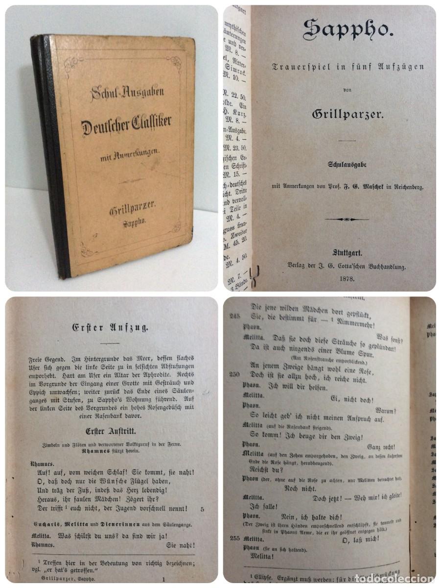 Libros antiguos: Tema: Teatro - Sappho: Trauerspiel in f&uuml;nf Aufz&uuml;gen por Franz Grillparzer, ano 1878