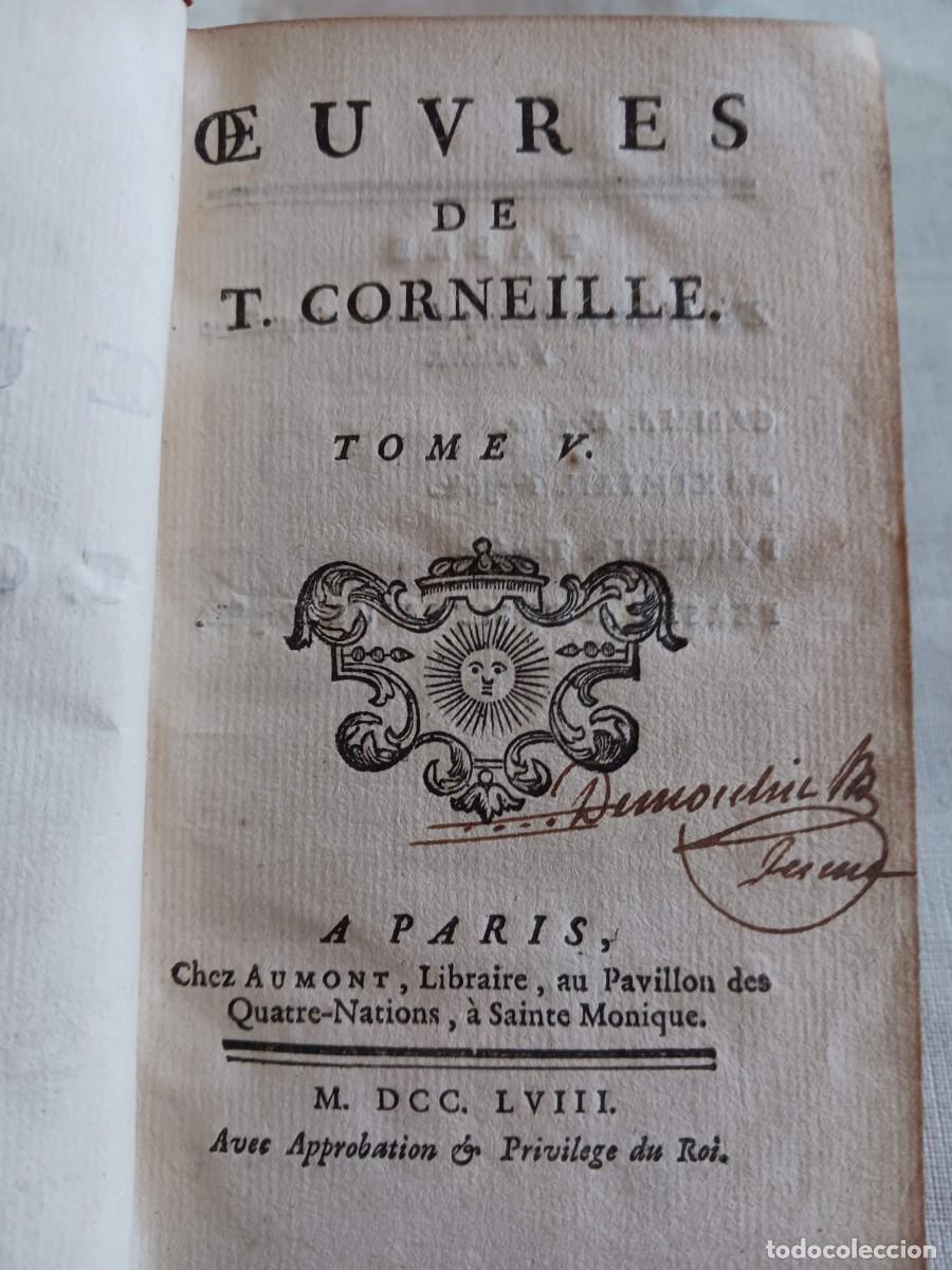 Libros antiguos: CORNEILLE (1758), TOMO V, CON 4 OBRAS: CAMMA, MAXIMIAN, PYRRHUS, PERSEE ET DEMETRIUS - EXLIBRIS RARO