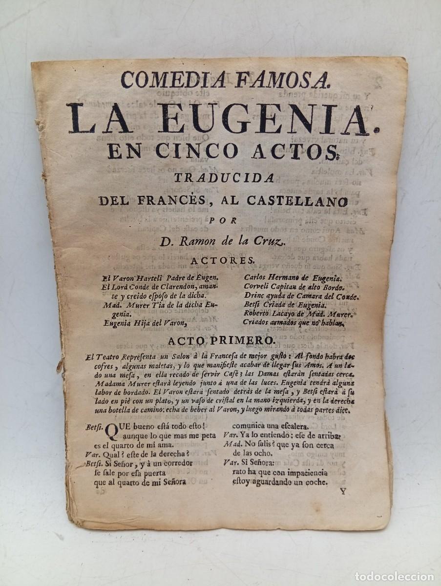 Livros antigos: COMEDIA FAMOSA. LA EUGENIA. EN CINCO ACTOS. D. RAMON DE LA CRUZ. PAGS : 43.