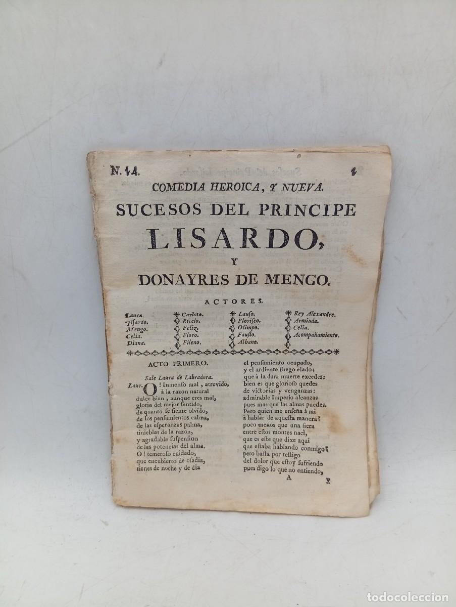 Livros antigos: COMEDIA HEROICA Y NUEVA. SUCESOS DEL PRINCIPE LISARDO Y DONAYRES DE MENGO. PAGS : 39.