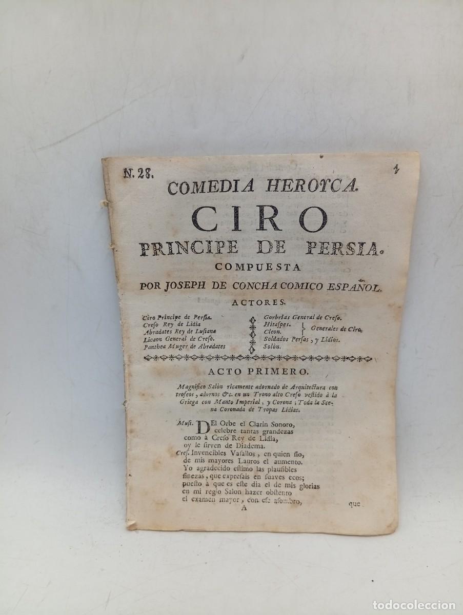 Livros antigos: COMEDIA HEROICA. CIRO, PRINCIPE DE PERSIA. COMPUESTA POR JOSEPH DE CONCHA COMICO ESPA&Ntilde;OL. PAGS : 39.
