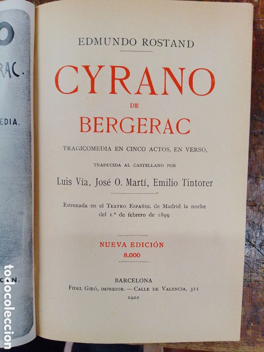 Libros antiguos: CYRANO DE BERGERAC. ROSTAND, EDMUNDO. NUEVA EDICION 8000. BARCELONA. 1902