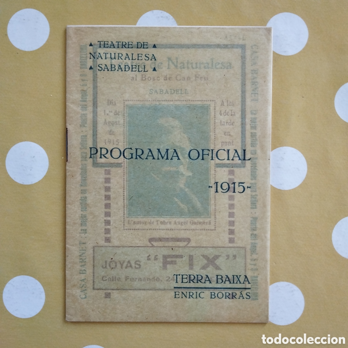 Libros antiguos: TERRA BAIXA ENRIC BORR&Agrave;S PROGRAMA OFICIAL 1915 TEATRE DE NATURALESA SABADELL &Agrave;NGEL GUIMER&Agrave;