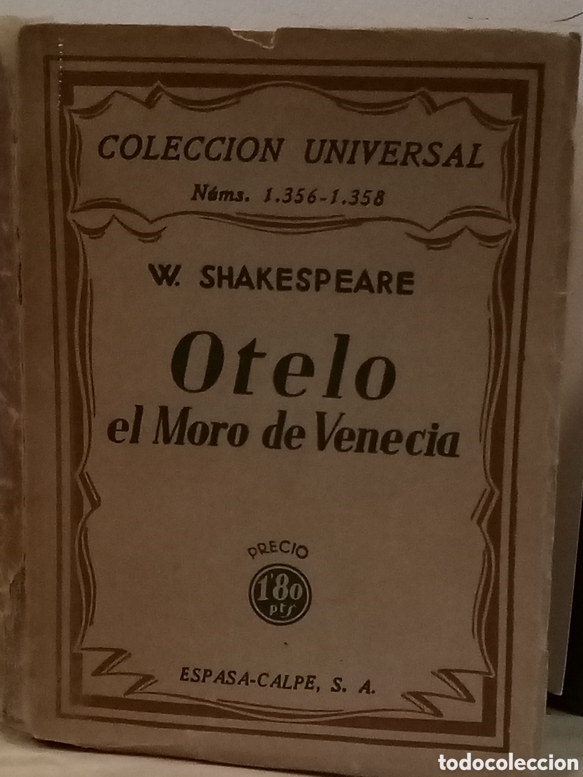 Libros antiguos: William Shakespeare. Otello el Moro de Venecia