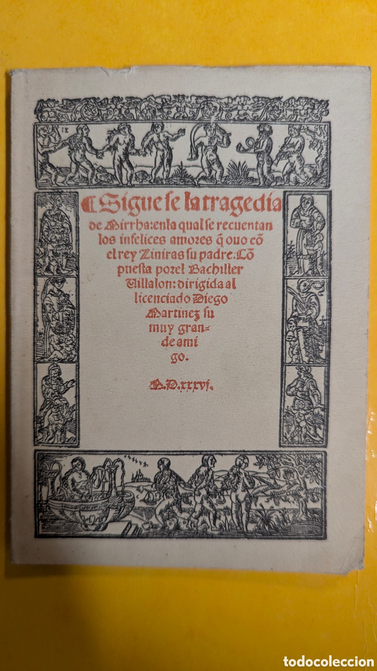 Libros antiguos: Tragedia de Mirrha (C. de Villal&oacute;n)