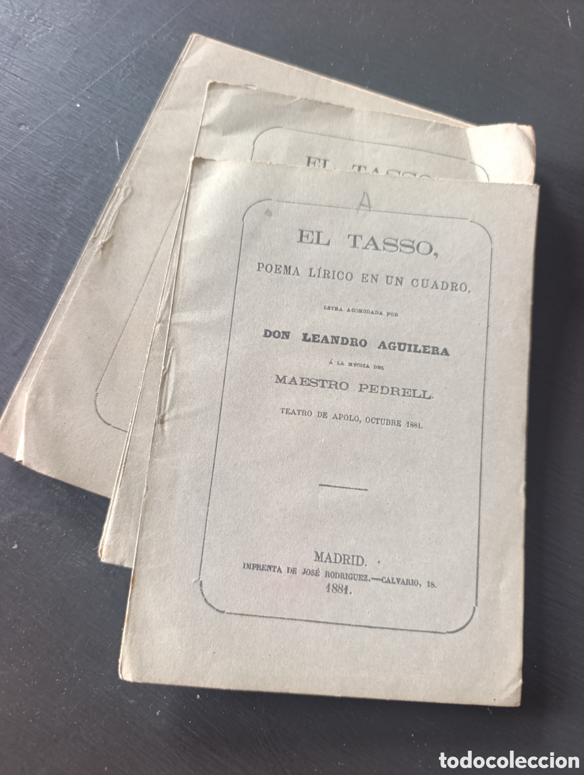 Libros antiguos: El Tasso. Poema L&iacute;rico. Leandro Aguilera. Madrid 1881