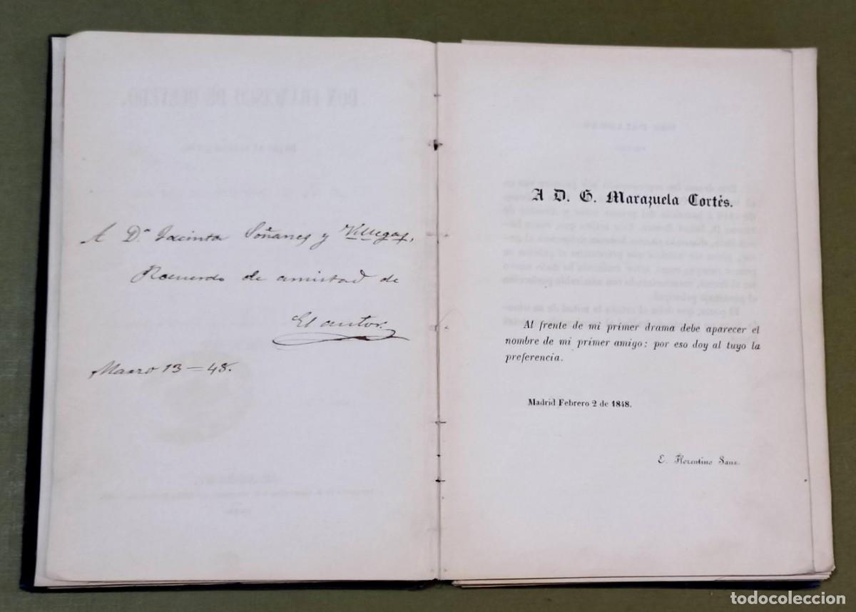 Libros antiguos: Eulogio Florentino Sanz: Don Francisco De Quevedo. Primera ed. 1848. DEDICATORIA AUT&Oacute;GRAFA