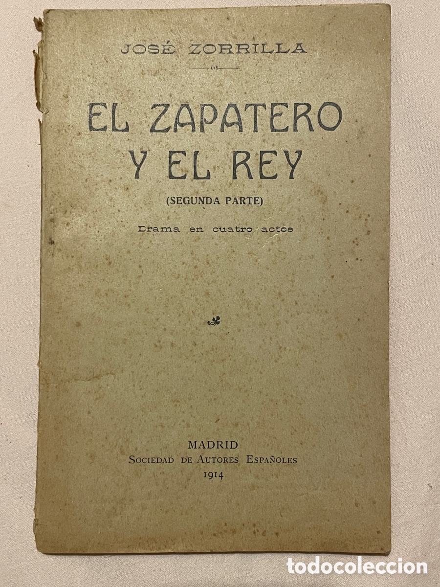 Libros antiguos: El lavadero y el rey. Jos&eacute; Zorrilla. Segunda parte. A&ntilde;o 1914.