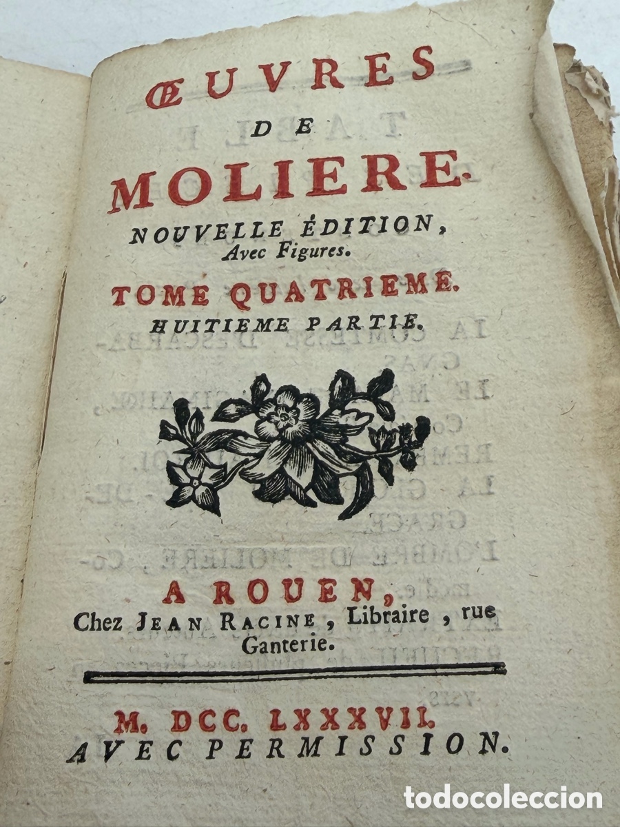Libros antiguos: Antiguo Libro S. XVIII Moliere