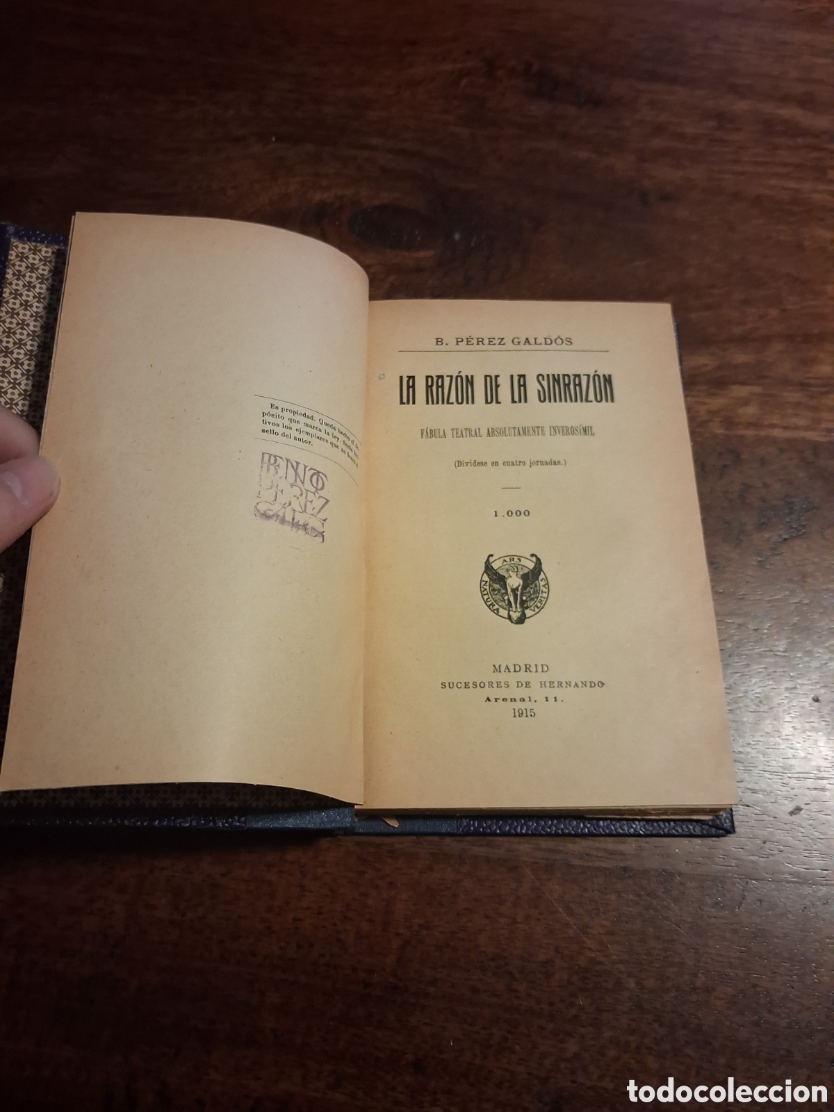 Libros antiguos: La raz&oacute;n de la sinraz&oacute;n, Benito P&eacute;rez Gald&oacute;s (primera edici&oacute;n)