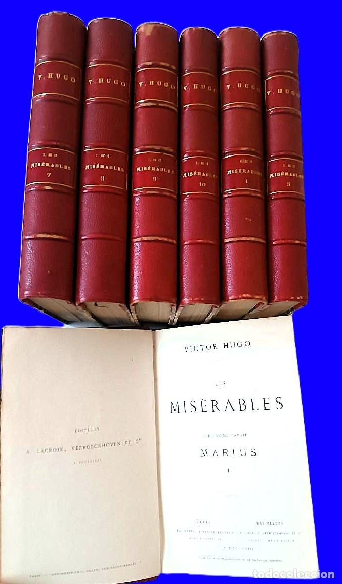 Libros antiguos: A&ntilde;o 1863. Los miserables, por V&iacute;ctor Hugo. 7 elegant&iacute;simos tomos del siglo XIX