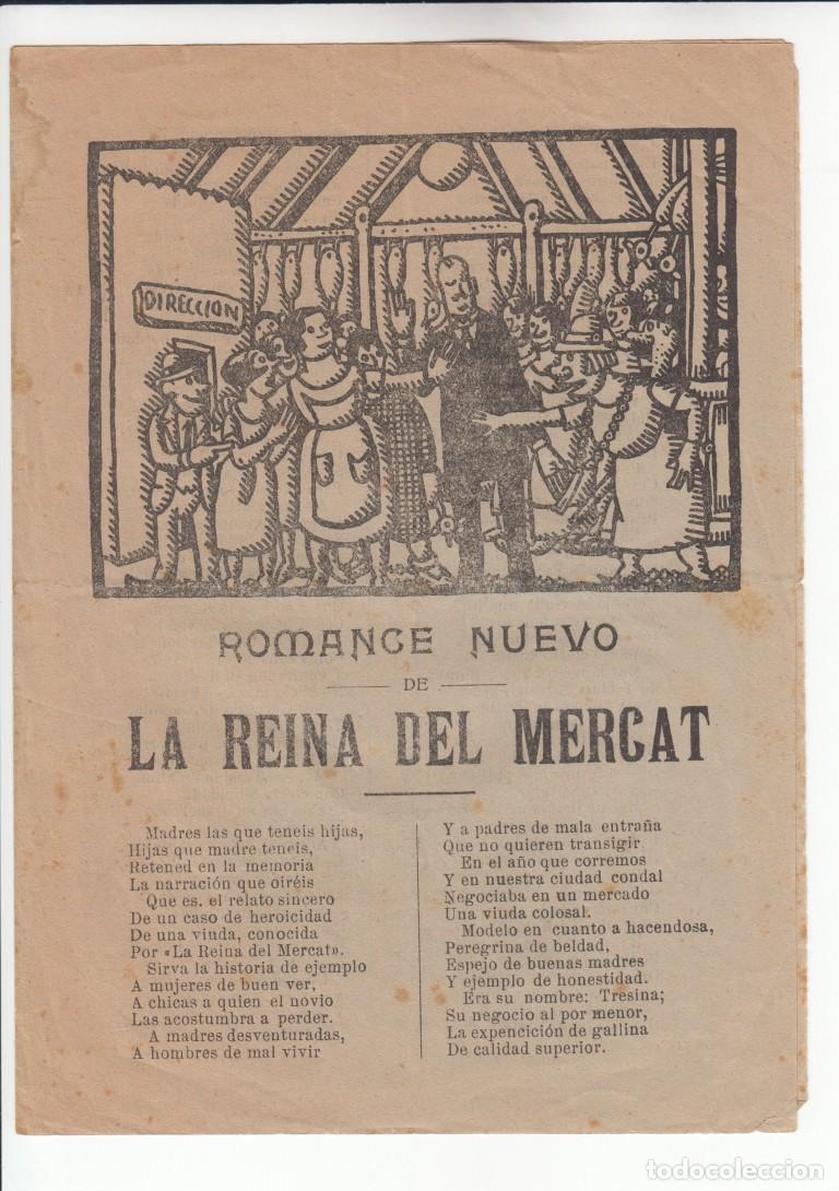 Libros antiguos: pliego de cordel -- Romance nuevo de la REINA DEL MERCAT
