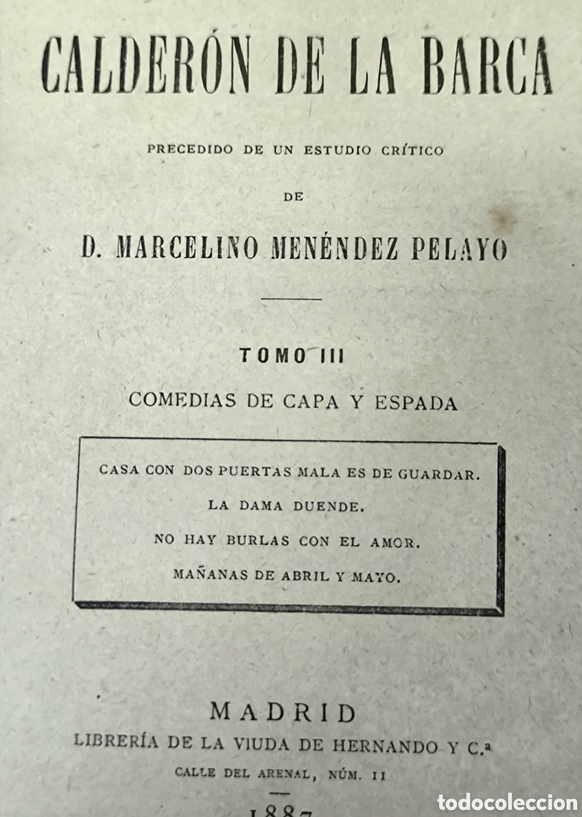 Libros antiguos: 4 LIBROS CALDER&Oacute;N DE LA BARCA 1887 - Foto 6