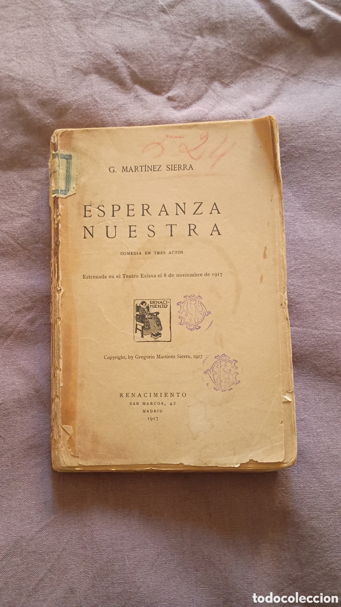 Libros antiguos: &rdquo;Esperanza nuestra&rdquo; de Gregorio Mart&iacute;nez Sierra - Foto 1
