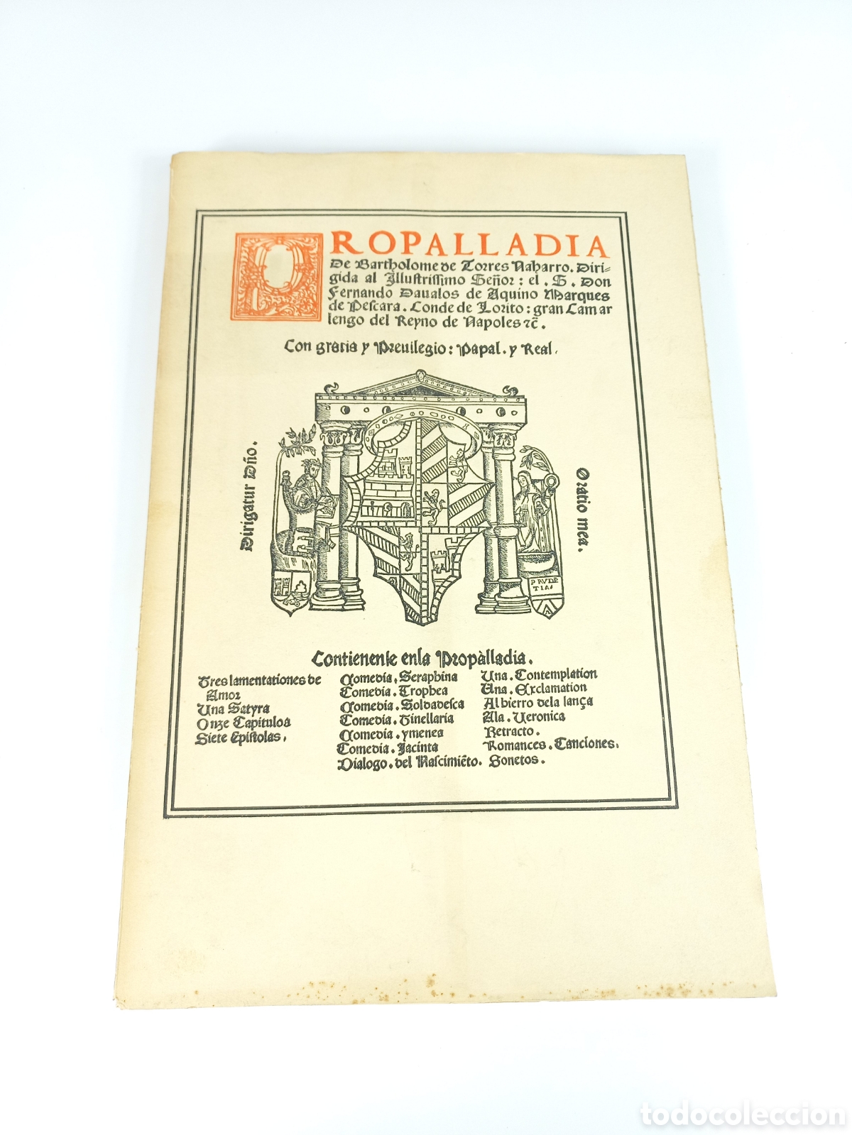 Libros antiguos: Propalladia. Bartolom&eacute; Torres Naharro. (Napoles, 1517) Facs&iacute;mil, RAE, 1936. Propaladia. Bibliofilia.