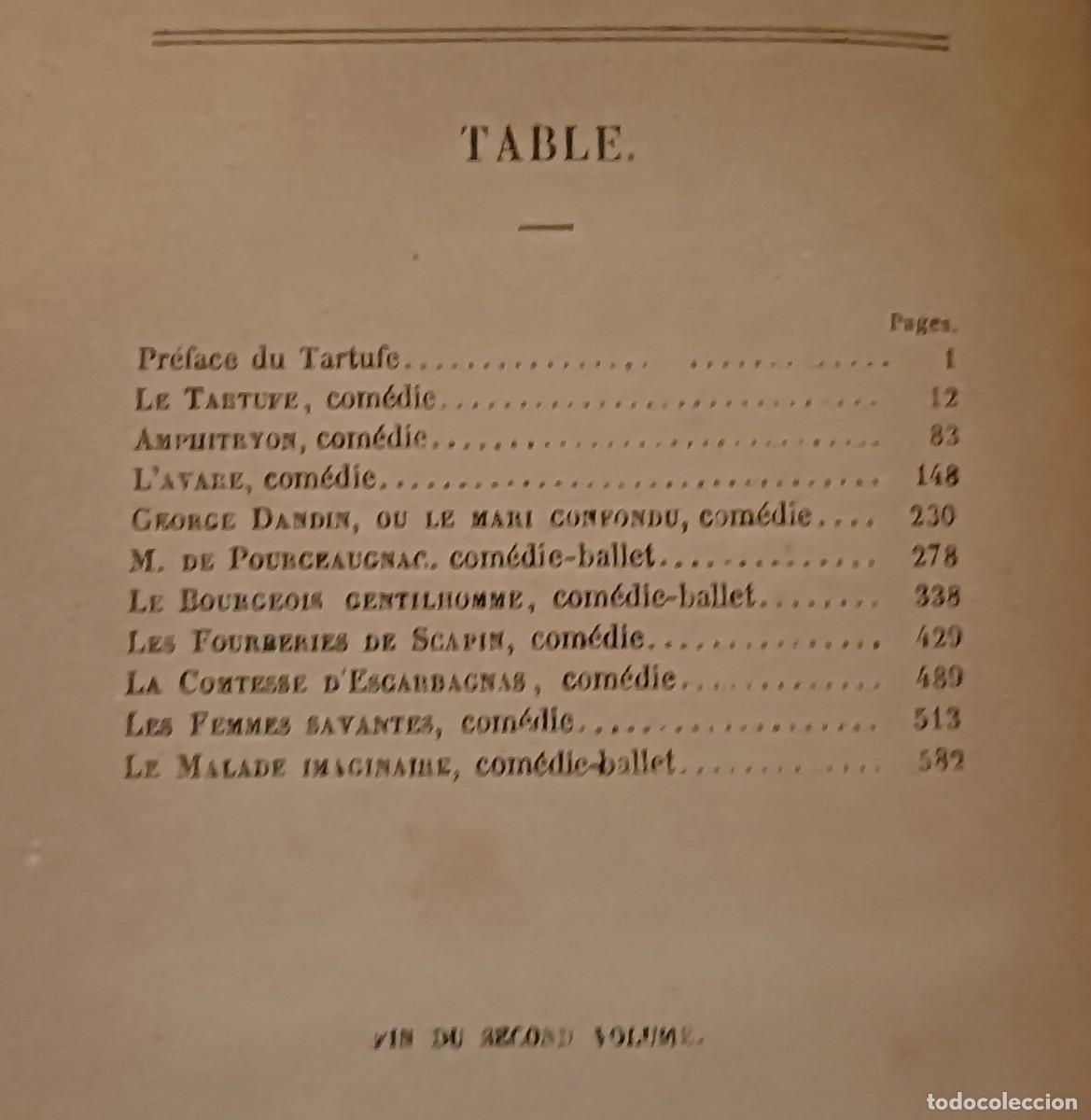 Libros antiguos: Oeuvres de Moli&egrave;re. Tomo 2. 1877 - Foto 9