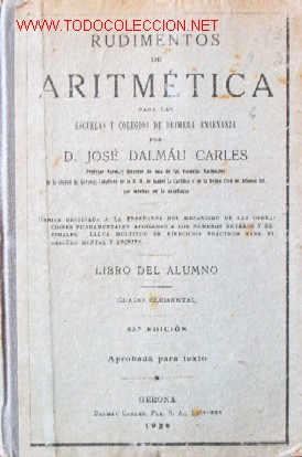 Livros antigos: RUDIMIENTOS DE ARITMETICA - A&Ntilde;O 1928 - LIBRO ESCOLAR