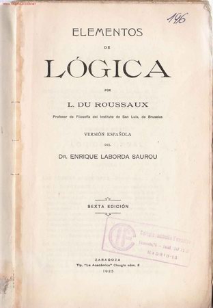 Libros antiguos: Elementos de L&oacute;gica / L. Du Roussaux - 1925 - Foto 1