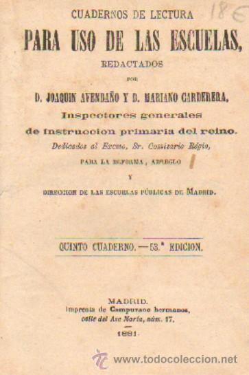 Old books: CUADERNOS DE LECTURA PARA EL USO DE LAS ESCUELAS  (A/ ESC- 084)