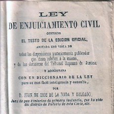 Libros antiguos: LIBRO-LEY DE ENJUICIAMIENTO CIVIL AÑO 1867. Lote 26113875