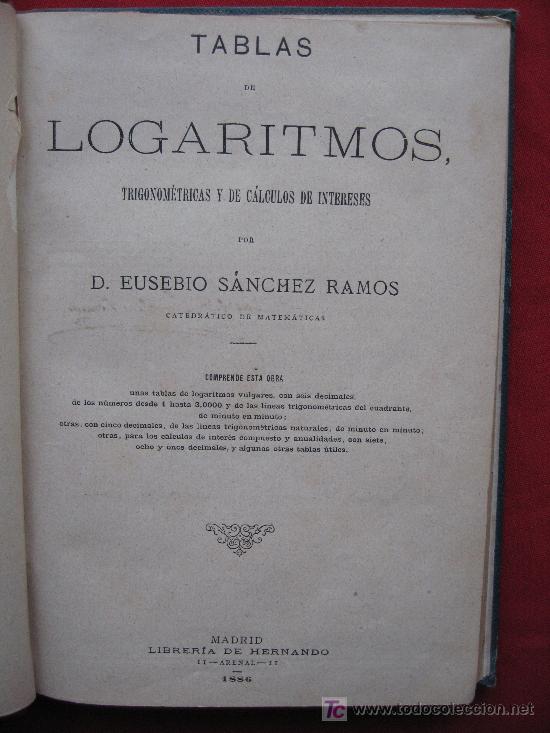 Libros antiguos: TABLAS DE LOGARITMOS - 1886 - Foto 2