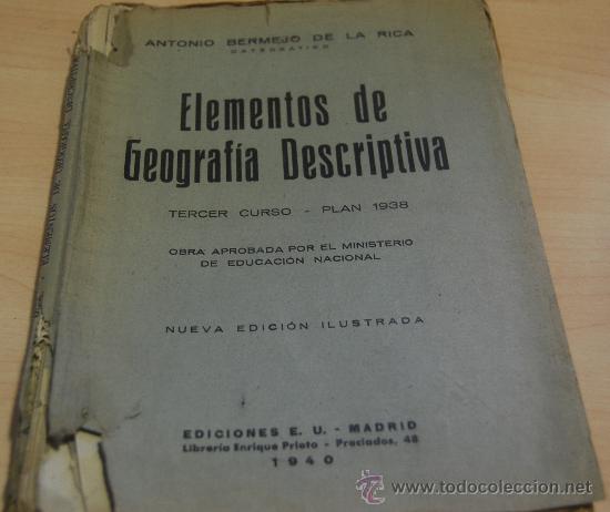 Libros antiguos: ELEMENTOS DE GEOGRAFIA DESCRIPTIVA. TERCER CURSO. PLAN 1938 - Foto 1