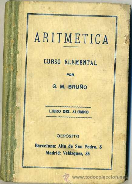 Libros antiguos: ARITM&Eacute;TICA CURSO ELEMENTAL BRU&Ntilde;O - Foto 1