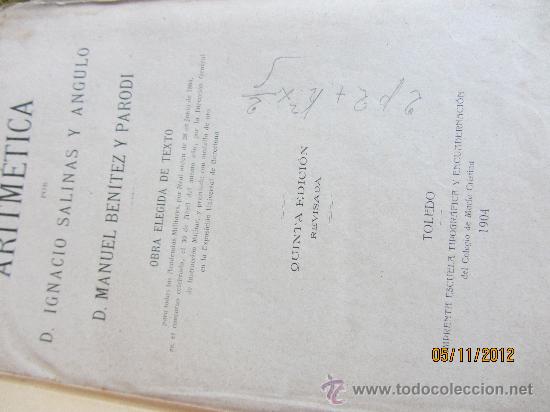 Libros antiguos: aritmetica. salinas y benitez, 1904 - Foto 2