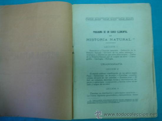Libros antiguos: Programa de Historia Natural. Curso elemental - Foto 2
