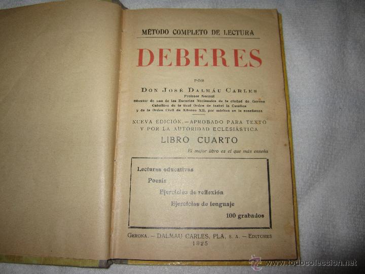 Libros antiguos: DEBERES A&Ntilde;O 1925 - Foto 2