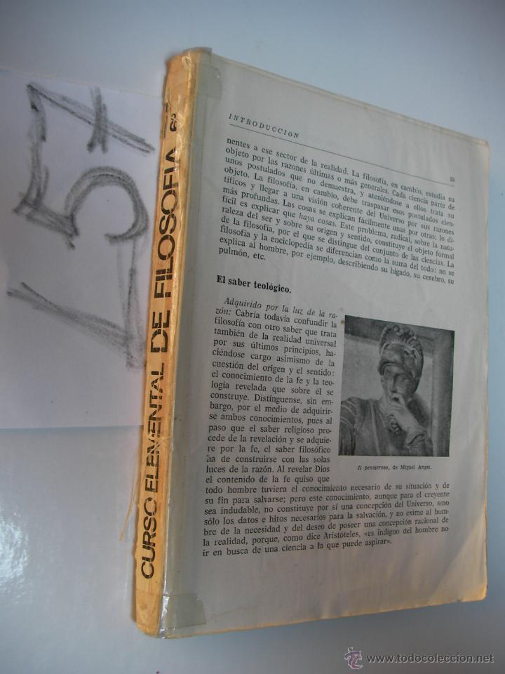 Libros antiguos: ANTIGUO LIBRO DE TEXTO - CURSO ELEMENTAL DE FILOSOFIA - Foto 1