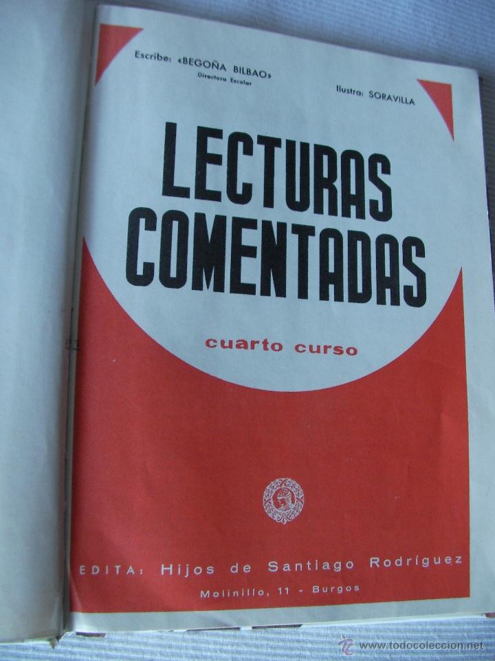 Libros antiguos: ANTIGUO LIBRO - LECTURAS COMENTADAS - 4&ordm; CURSO - Foto 2