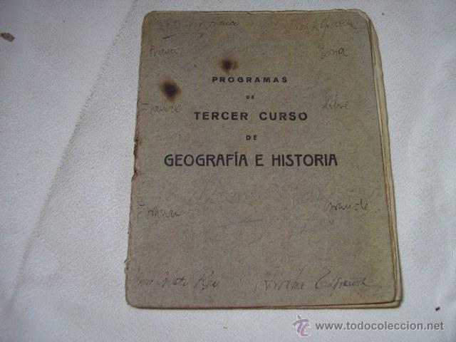 Livros antigos: PROGRAMAS DE TERCER CURSO DE GEOGRAFIA E HISTORIA