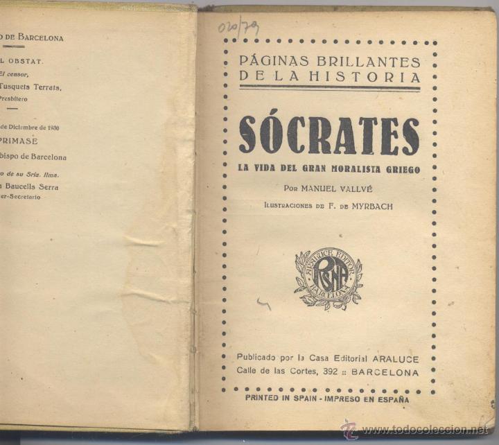 Libros antiguos: SOCRATES-MANUEL VALLVE- EDICION 1930 - Foto 3