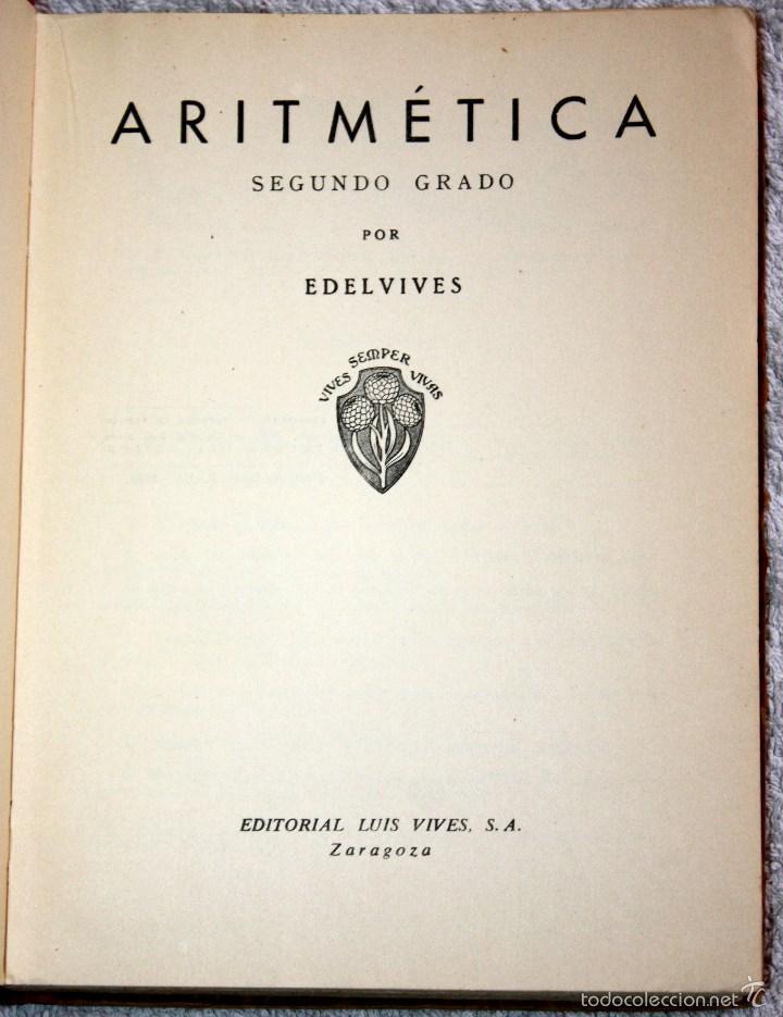 Libros antiguos: ARITM&Eacute;TICA SEGUNDO GRADO - Foto 3