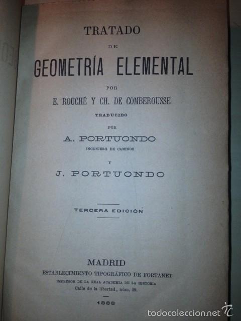 Libros antiguos: TRATADO DE GEOMETR&Iacute;A ELEMENTAL, ROUCH&Eacute; Y COMBEROUSSE - Foto 3