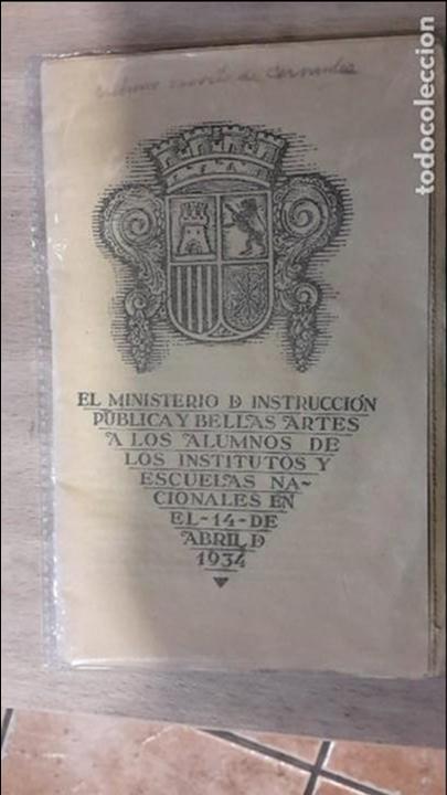 Livros antigos: Republica II 1934 cartilla alumnos
