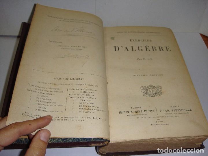 Libros antiguos: Exercises D&acute;algebre. Ejercicios de &Aacute;lgebra. 1908 - Foto 3