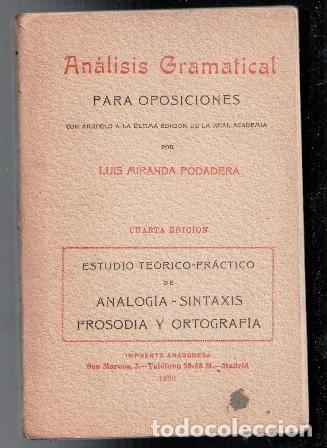 Libros antiguos: An&aacute;lisis gramatical para oposiciones, Luis Miranda Podadera - Foto 1