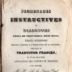 Livros antigos: PROMENADES INSTRUCTIVES (VERDAGUER, BARCELONA, 1858) TEXTO PARA LA ENSEÑANZA DEL FRANCÉS. Lote 96605903