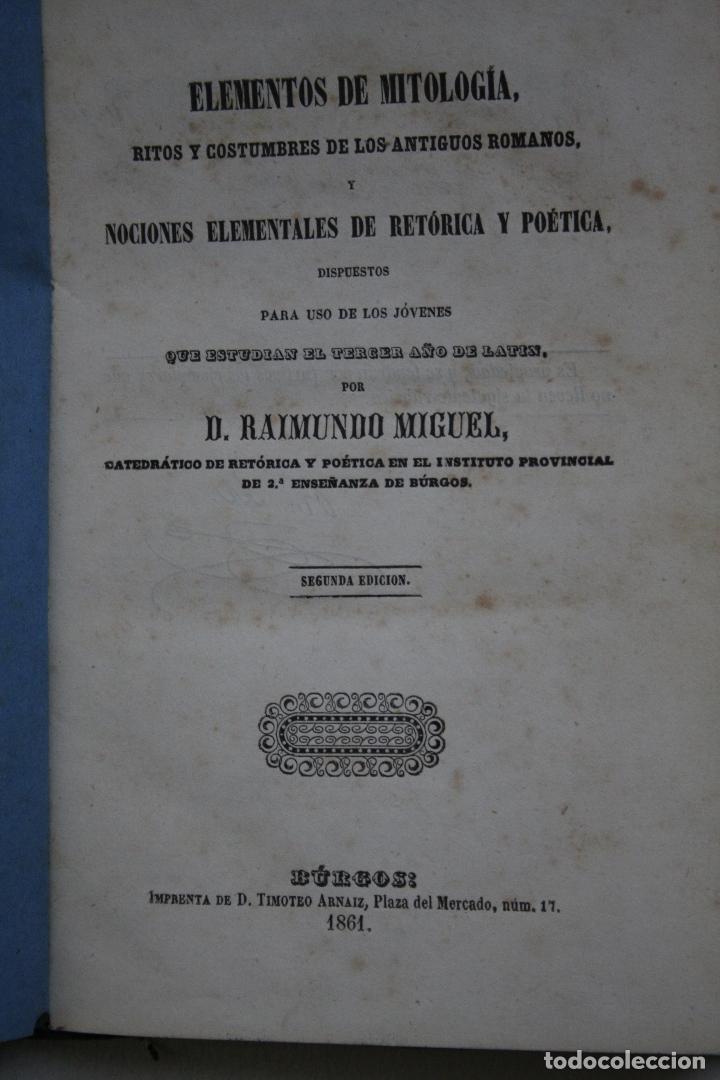 Libros antiguos: ELEMENTOS DE MITOLOG&Iacute;A - A&Ntilde;O 1861 - Foto 3