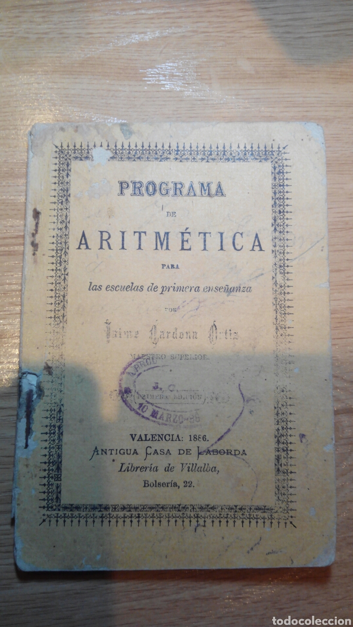 Libros antiguos: Programa de Aritm&eacute;tica 1886 - Foto 1