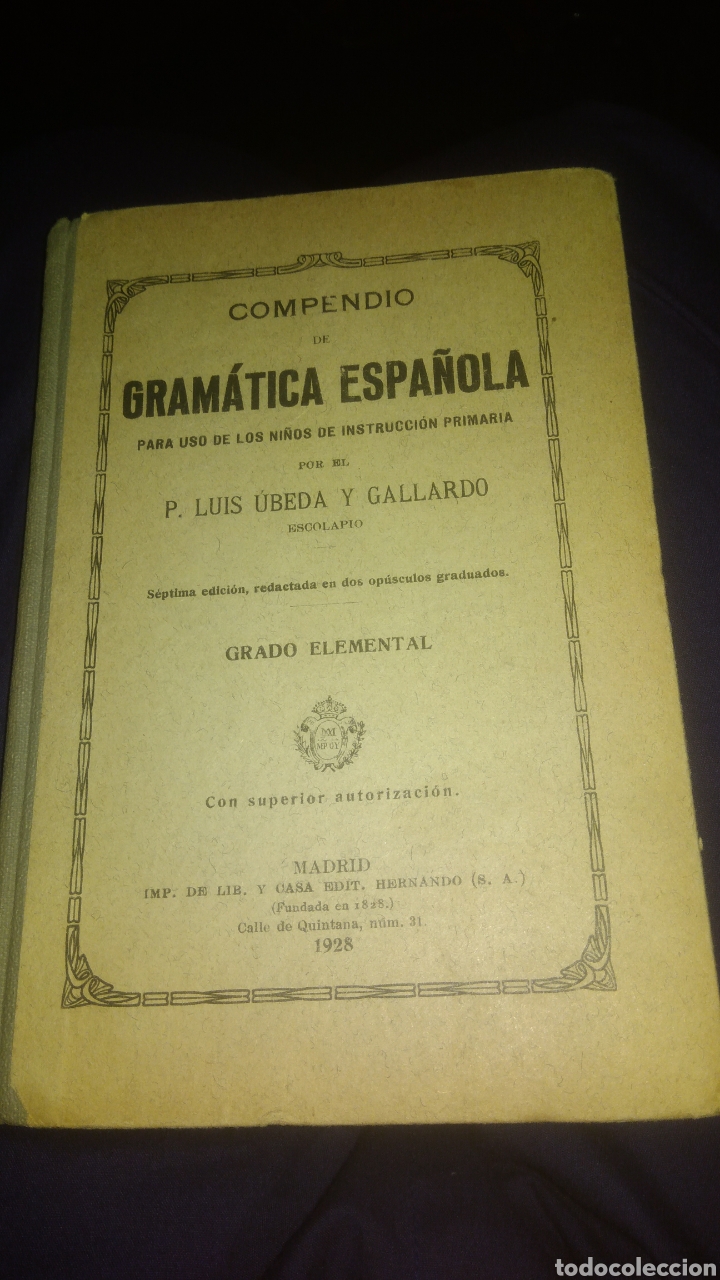 Livros antigos: LIBRO. GRAMATICA. Escolar 1929. Bien conservado